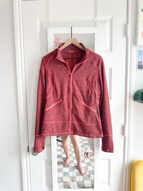 Zella Nordstrom Heathered Red Space Dye Full Zip Athletic Performance Jacket L